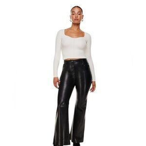 Aritzia Wilfred The Melina™ Flare High-Waisted Vegan Leather Flare Pants- Size 2
